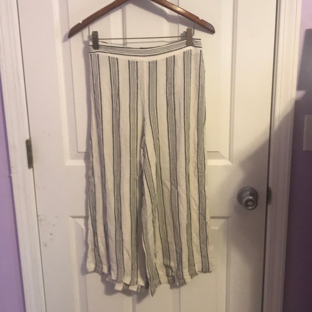 White and Black Flowy Pants